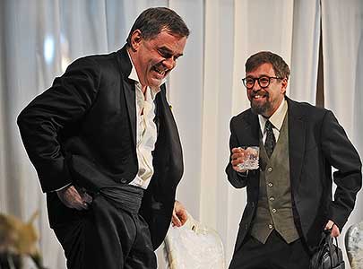 Miroslav Etzler, Jan Dolanský během představení Plnou parou, foto: Lucie Vítková